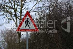 Road signs. Crosswalk. Sign - Caution pedestrian