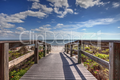 Boardwalk leading to Lighthouse Beach Park in Sanibel