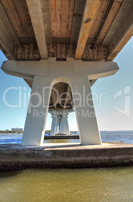 Under the Sanibel Causeway bridge of Causeway Islands Park