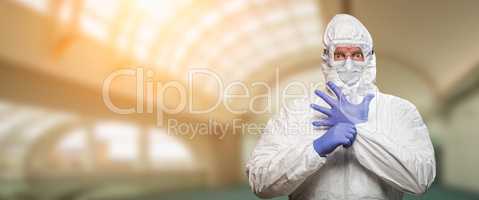 Banner of Male Doctor or Nurse Wearing Protective Face Mask and