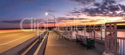 Light trails from cars headed across the SS Jolley Bridge