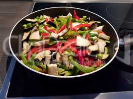 Dish cooking vegetables in the pan