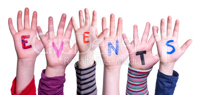 Children Hands Building Word Events, Isolated Background