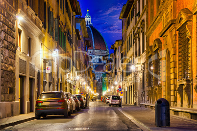Street of florence and cathedral