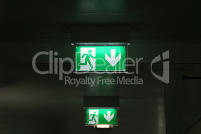 Close up shot of an emergency exit sign