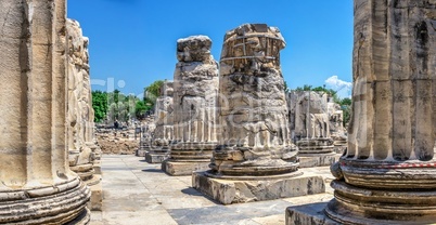 A base of a column of the Temple of Apollo at Didyma, Turkey