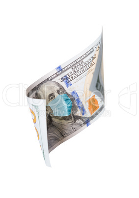 One Hundred Dollar Bill With Medical Face Mask on Benjamin Frank