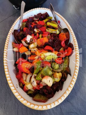 Cooking vegetable stew from a mixture of different vegetables