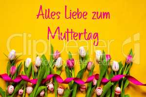 Colorful Tulip, Alles Liebe Zum Muttertag Means Happy Mothers Day, Easter Egg