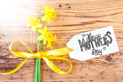 Sunny Narcissus Flower, Label, Calligraphy Happy Mothers Day