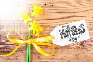 Sunny Narcissus Flower, Label, Calligraphy Happy Mothers Day