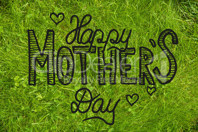 Green Grass Lawn Or Meadow, Calligraphy Happy Mothers Day