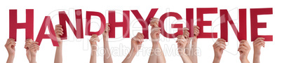 People Hands Holding Word Handhygiene Means Hand Hygiene, Isolated Background