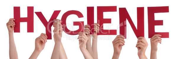 People Hands Holding Word Hygiene, Isolated Background
