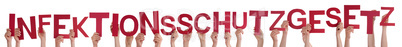 Hands Holding Infektionsschutzgesetz Means Infection Law, Isolated Background