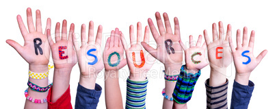 Children Hands Building Word Resources, Isolated Background
