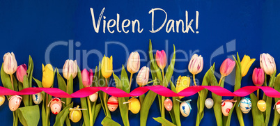 Banner With Colorful Tulip, Vielen Dank Means Thank You, Easter Egg