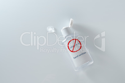 A bottle of hand sanitizer gel against viruses.