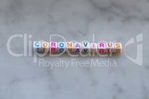 Coronavirus. The word is made of small cubes