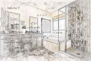 Beautiful Custom Master Bathroom Design Drawing Details