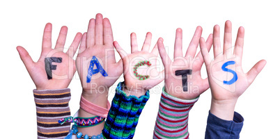 Children Hands Building Word Facts, Isolated Background