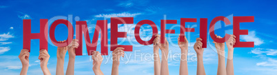 People Hands Holding Word Homeoffice, Blue Sky