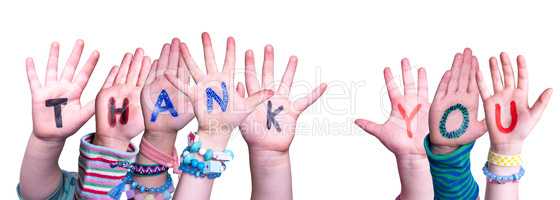 Children Hands Building Word Thank You, Isolated Background
