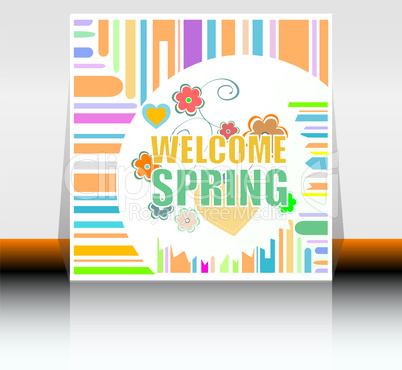 Welcome spring words on holiday card