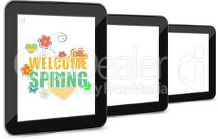 Welcome spring words on holiday card