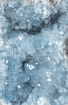 Blue celestite geode crystal background