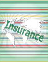 The word insurance on digital screen, business concept of citation, info, testimonials, notice, textbox