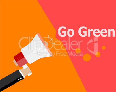 flat design business concept. Go Green. digital marketing business man holding megaphone for website and promotion banners.