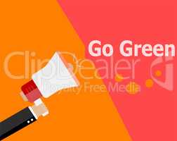 flat design business concept. Go Green. digital marketing business man holding megaphone for website and promotion banners.