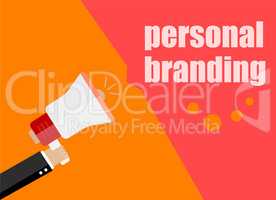 flat design business concept. personal branding. Digital marketing business man holding megaphone for website and promotion banners.