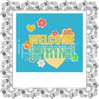 Welcome spring words on holiday card