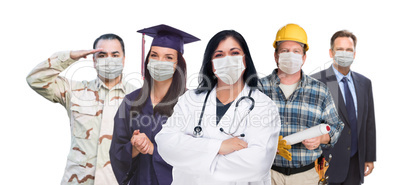 Variety of People In Different Occupations Wearing Medical Face