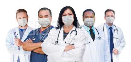 Variety of Medical Healthcare Workers Wearing Medical Face Masks