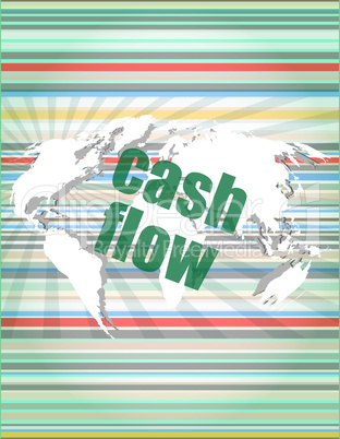 business words cash flow on digital screen showing financial success