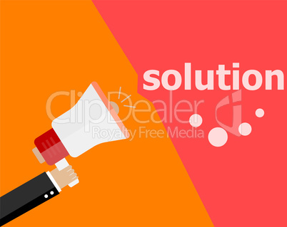 flat design business concept. Solution digital marketing business man holding megaphone for website and promotion banners.