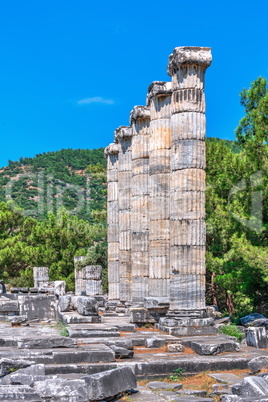 Ruins of the Ancient Temple in Priene, Turkey