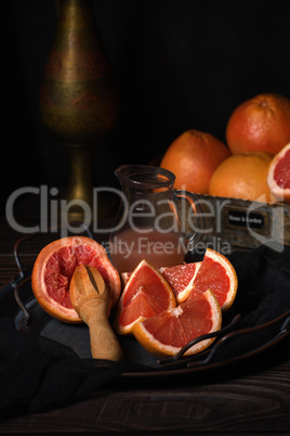 making freshly squeezed grapefruit  juice