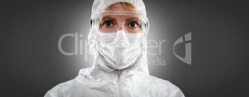 Banner of Female Doctor or Nurse In Medical Face Mask and Protec