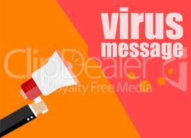 flat design business concept. virus message. Digital marketing business man holding megaphone for website and promotion banners.