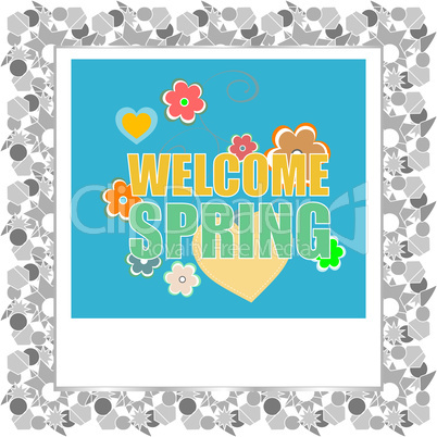 Welcome spring words on holiday card