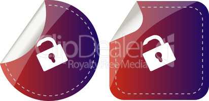 stickers set isolated on white with padlock, security concept