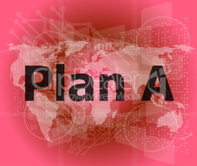 The word plan a on digital screen, business concept