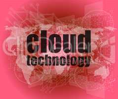 words cloud technology on digital screen, information technology concept
