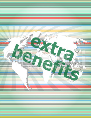 extra benefits slogan poster concept. Financial support message design. concept of citation, info, testimonials, notice, textbox