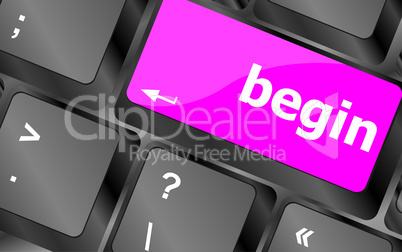 begin word on keyboard key, notebook computer button