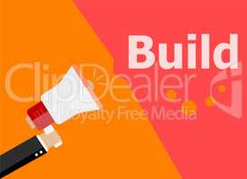 flat design business concept. Build. digital marketing business man holding megaphone for website and promotion banners.